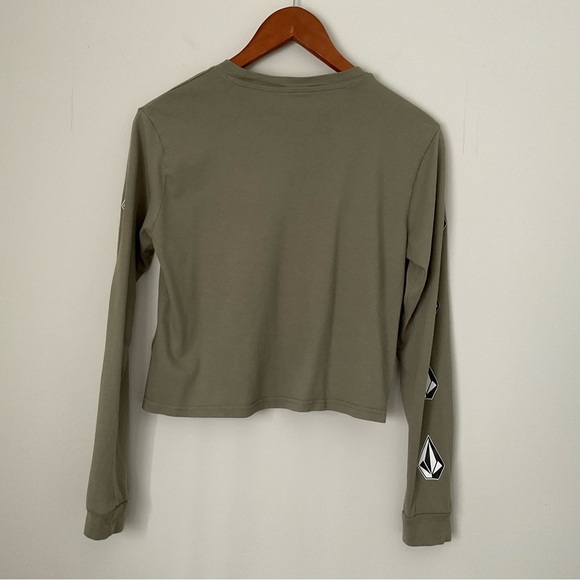 Volcom Farm to Yarn Long Sleeve Crop Tee XS Green Organic Cotton Long Sleeve Top - Picture 2 of 8